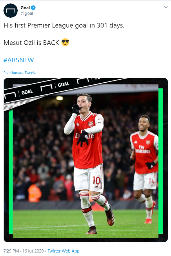 Po TYLU DNIACH Mesut Özil w końcu STRZELIŁ gola dla Arsenalu w lidze